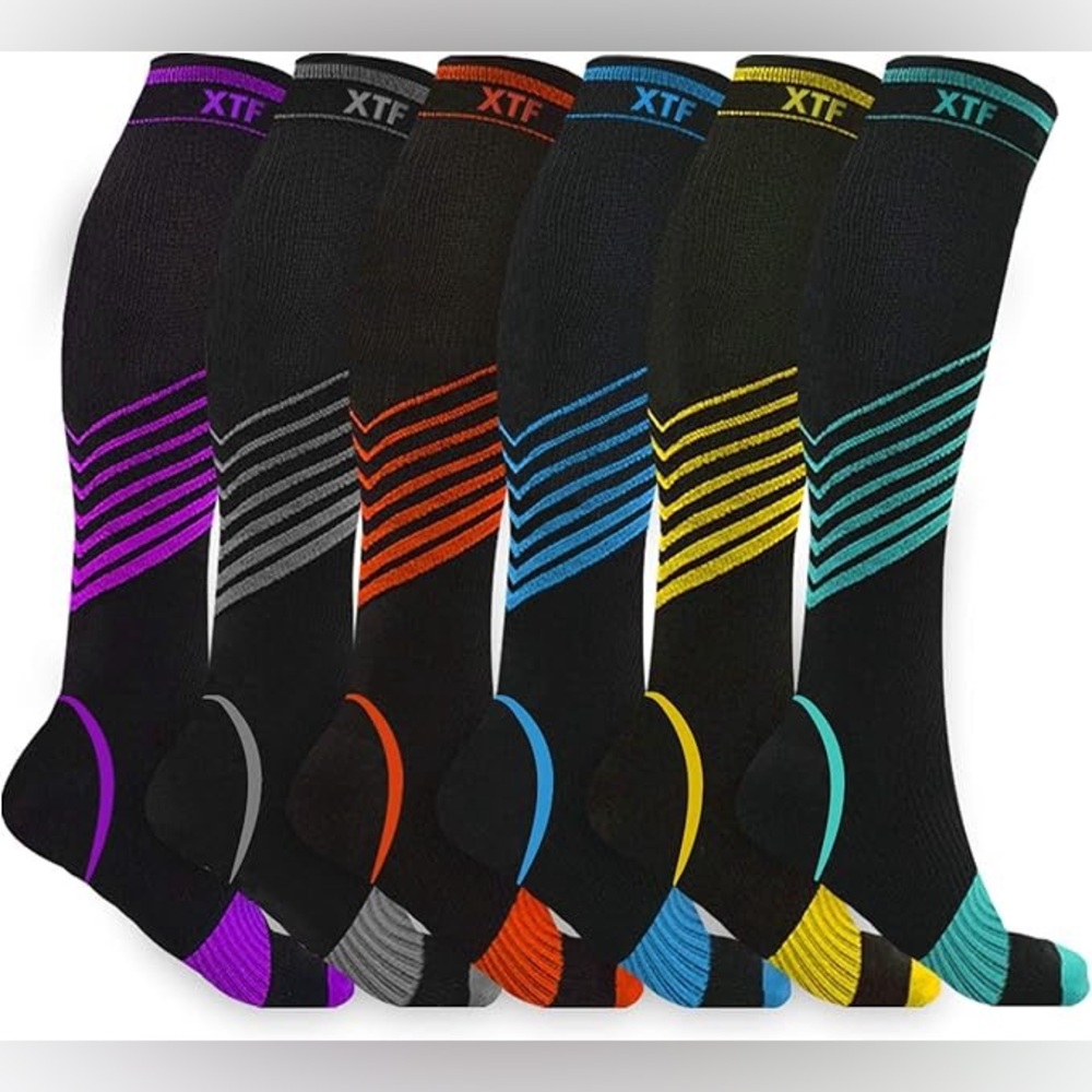 6 pairs - Colorful Patterned Knee-High compression Socks
